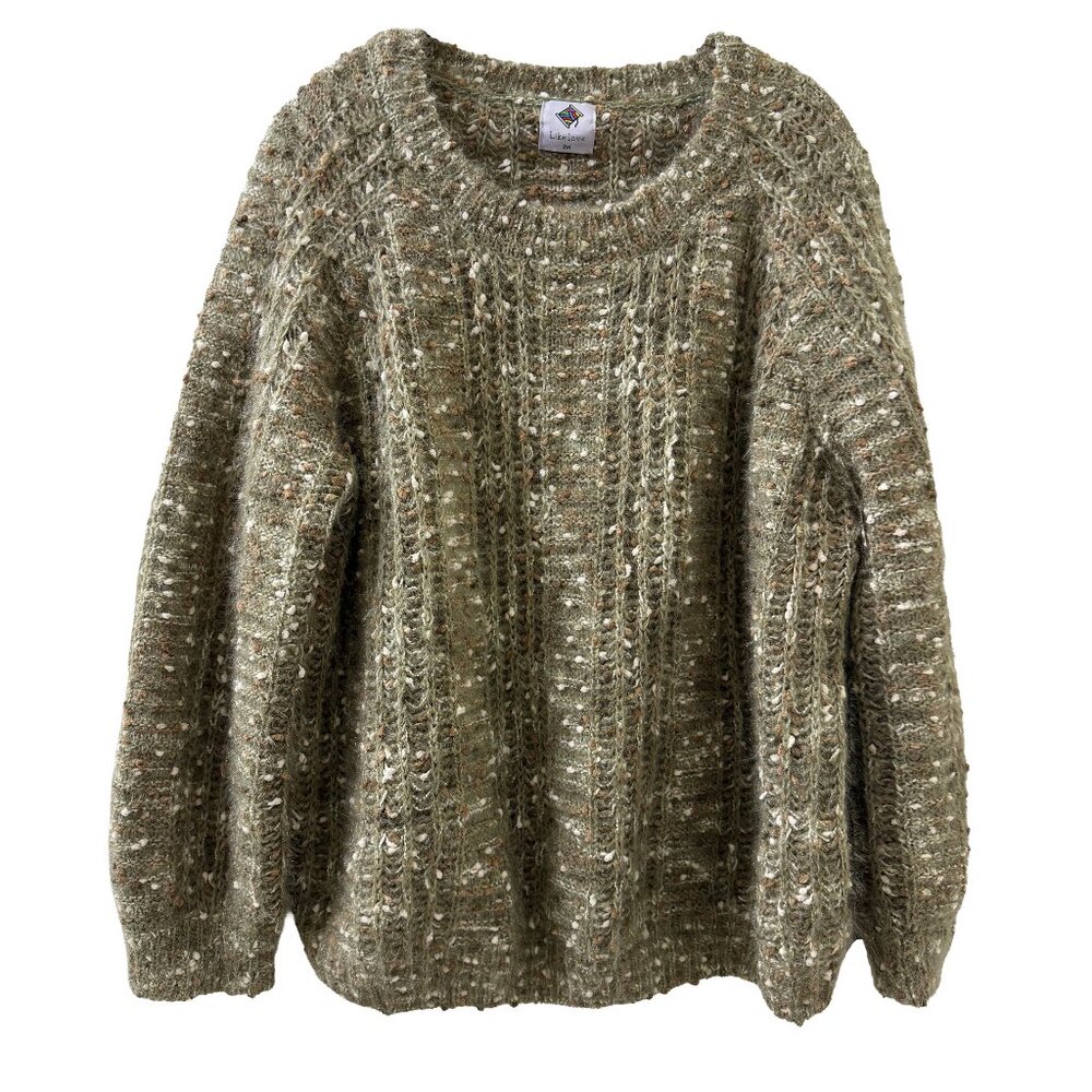 Like Love olive fuzzy sweater 2x cottagecore grandmacore chunky knit